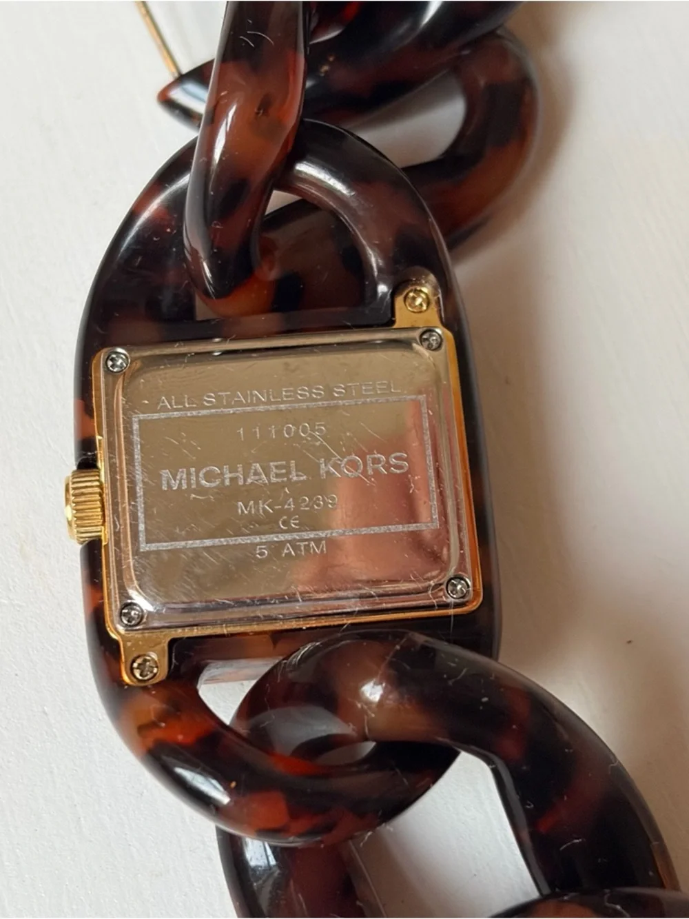 Michael Kors Tortoise Shell Quartz Analog Bracelet Watch w/ New Battery MK-4239 - Picture 4 of 11